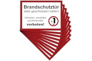 ‎STROBO 10 Stück Brandschutztür Premium Aufkleber A4 | 21 x 29,7cm DIN 4066verkeilen, verstellen, festbinden oder ähnliches verboten Warnhinweis mit UV Schutz für Außen-und Innenbereich