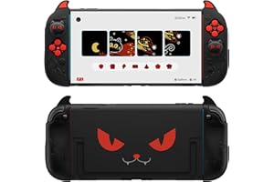 playvital Cute Demon Protective Shell for Nintendo Switch 2, Kawaii Anti-Slip Silicone Grip Cover + Dockable Hard Case for for Nintendo Switch 2 with Thumb Grips & Sticker, Shockproof - Black