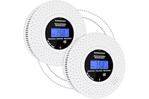 Scondaor Interlinked Smoke and Carbon Monoxide Detector Combo with LCD Display, Pre-Linked Smoke Alarms for Home Replaceable AA Battery Included, Smoke CO Alarm with Test/Silence Button (2 Pack)