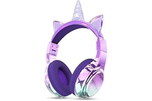 JYPS Bluetooth Kopfhörer Kinder, Metallisch Kabellose Kopfhörer Kinder Over Ear mit 74/85dBA Lautstärkebegrenzung, 40 Stunden Spielzeit, ab 3 5 6 7 für iPad/Schule/Tablet
