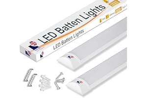 Morris 45w LED Batten Lights 5ft, 150cm, 6000k Daylight, IP20 LED Fluorescent Strip Light Fitting for Ceiling of Home & Office, Workshop & Garage Lighting, Pack of 2