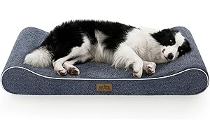 COZY KISS Panier Orthopédique pour Grand Chien jusqu'à 40 kg, Démontable et Lavable, Matelás Chiens Moelleux en Forme de Bateau, Antidérapant, Fausse Fourrure, 114x76x15cm, Bleu
