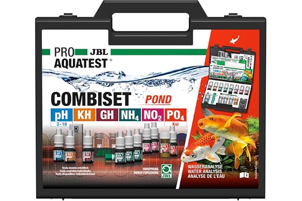 JBL Test de Qualité d'eau pour Bassin, 6 Tests et Accessoires, Bac à Koïs et Bassin de Jardin, PROAQUATEST COMBISET POND