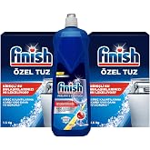 Finish Bulaşık Makinesi Parlatıcı & Kurtucu, Limon, 800ml + Tuz, 2x1500gr
