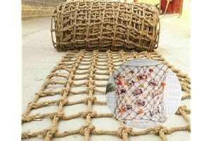 WANROMJUN Red de Cuerda para Patio de Juegos - Malla Decorativa de Cáñamo de Yute, Malla de Seguridad para Niños de Escalada de Casa de Árbol Red Protección Barandilla Balcón Escalera (2mx8m(6.56FTx26.24FT))