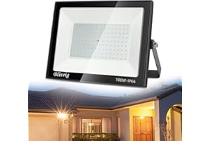 ‎BLIVRIG LED Strahler Außen 100W, LED Strahler 100W, 10000LM Superhell Außenstrahler LED Fluter IP66 Wasserfest LED Außenleuchte Flutlicht，3500K Warmweiß LED-Strahler für Hinterhof, Garage, Flur, Garten