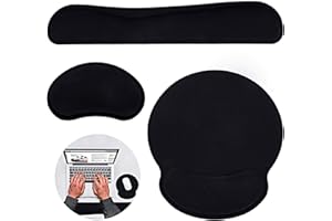 Keyboard Wrist Rest Pad,WOVTE 3Pcs Wrist Rest Support Set with Mouse Pad + Mouse Wrist Rest, Ergonomic Wrist Cushion and Memory Foam Material Apply to Computer, Laptop, Home & Office