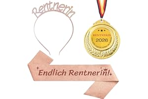JENICH 3Pcs Rentner Geschenk Frau Rentnerin Schärpe Haarreif Medaille Renteneintritt Ruhestand Geschenk Frau Rente Ruhestand Deko 2025 Ruhestandsgeschenk zum Ruhestand für Frauen Abschiedsgeschenk Kollegin