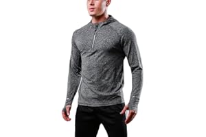 FELiCON Hommes Zipper Manches Longues à Capuche T-Shirt À séchage Rapide Sweat-Shirt Chaud Running Jogging Tops T-Shirt Vêtements pour Hommes Bottom Sportswear À Capuche