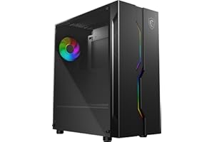 MSI MAG VAMPIRIC 010 Mid Tower Gaming Computer Case (Black, 1x 120mm ARGB Fan, RGB Front Panel, Tempered Glass, MSI Center, ATX, mATX, mini-ITX)