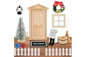 TONGBOKE 19 Stück Wichteltür Zubehör Set, Weihnachtsdeko, Wichteltür Zubehör für Christmas Decorations, Wichteltür Set Feentür aus Hölz, mit 18 Zubehör, Weihnachten Feentür