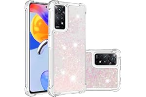 IMIRST Silicona Funda para Redmi Note 11 Pro 5G, Esquina Airbag Protección contra Arenas Movedizas Líquido Sparkle TPU Carcasa Transparente para Xiaomi Redmi Note 11 Pro 5G. YBW Star Pink