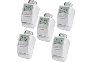 ‎HOMEMATIC IP Homematic IP Smart Home Heizkörperthermostat 5er-Set, digitaler Thermostat Heizung, Heizungsthermostat, Steuerung per App, Alexa & Google Assistant, einfache Installation, Energie sparen, 140280A0