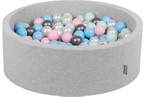 KiddyMoon Bällebad 90X30cm/300 Bälle ∅ 7Cm Bällepool Mit Bunten Bällen Für Babys Kinder Rund, Hellgrau:Perle/Rosa/Baby Blue/Minze/Silbern