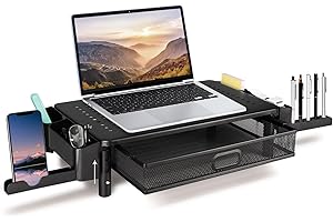 seOSTO Supporto per Monitor con Cassetto, 3 Supporti per Monitor Regolabili in Altezza, 5 in 1 Supporto per Monitor Multifunzionale per Laptop iMac Stampante Capacità fino a 20 kg