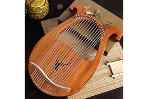 WEIGR Lyre Harp Harfe aus massivem Mahagoni, Lyra Harfen 16 Metall saiten - Daumenklavier mit Stimmtasten und Paddles,l für Kinder und Erwachsene Musik Liebhaber AnfäNger (Holzfarbe)