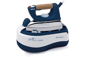 ARIETE Bélier Stiromatic 6257/01. Lignes sinueuses, pratiques et faciles à utiliser. Chaudière inox 0,8 L. Puissance 2000W. Poignée en liège et plaque en aluminium. Aussi pour le repassage vertical.