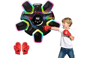 Buithafu Macchina da Boxe Musicale, Taglie Forti, con Guanti, Montaggio a Parete, Bluetooth, 9 velocità e modalità, LED Musica Bluetooth Boxe Allenamento per Casa