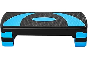 Yaheetech Exercise Stepper Aerobic Step Platform 3 Levels Gym Step Height Adjustable Fitness Step Board for Home/Gym Workout Equipment, Gray/Rose Red