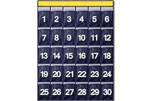 MARVELLOUS Tabla de Bolsillo numerada para el Aula,30 Bolsillos,Organizador Colgante con números,Bolsa de Almacenamiento con 4 Ganchos Adhesivos,Organizador de Zapatos para Oficina Escuela Inicio(79 x 60 cm)