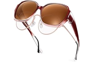 URUMQI Over Glasses Sunglasses Womens, Trendy Round Cat Eye Sun Shades Cover, Polarised UV400 Protection TAC Lens