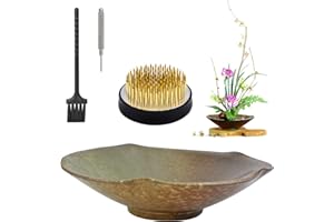 CRAFFANCY - Set di 2 vasi per fiori rotondi e foglie di loto in ceramica per Ikebana, decorazione per casa, ufficio