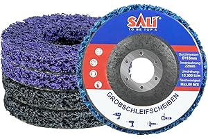 SALI Disques abrasifs CSD 115 mm pour meuleuse d'angle, 5 pièces, jeu de disques de nettoyage, disque de nettoyage grossier, disque de ponçage, disque en tissu nylon, nettoyage, élimination de la pei