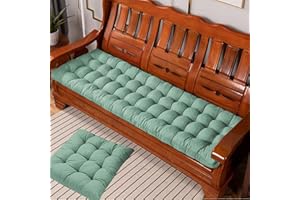 EN AyuL Thick 8cm Garden Bench Seat Cushion Pad 2/3 Seater,Rectangle Bench Cushion Cotton Bench Seat Pad for Patio Swing Indoor Outdoor (120 * 50cm,Green)