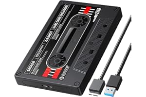 ORICO Caja Externa Disco Duro 2.5'' Cinta-Retro Carcasa Disco Duro Externo USB 3.0 a SATA 3.0 con UASP para HDD o SSD SATA I II III de 2.5 Pulgadas y 7-9.5 mm de hasta 6TB,Negro (2580U3-V1-BK)