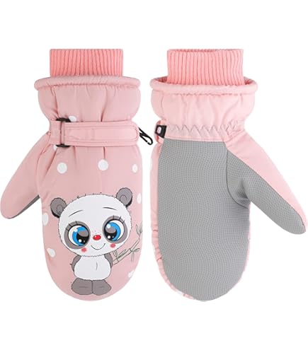 Guanti Da Sci Per Bambini 2-5 Anni - Impermeabili, Antiscivolo Con Motivo Panda, Rosa O Blu