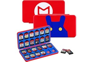 JINGDU Custodia per schede di gioco per Nintendo Switch, resistente e portatile, 48 slot di archiviazione dei giochi con 24 slot per schede di gioco e 24 slot per schede Micro SD (Mario)