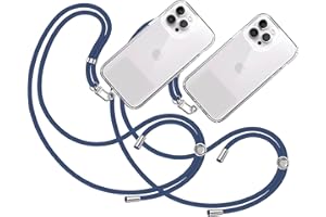 TBOC 2X Cordón Correa Cuerda Universal [Azul Marino] Colgar Funda Teléfono Móvil Cuello - Cinta Cadena Colgante con Parche de Plástico - Colgador Lanyard con Enganche Llavero Móviles Accesorios