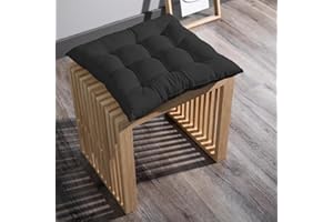 GREATOYAR Cojines para Silla y Asiento, Decoración de Asiento de Jardín Casa Terraza, Cojín Decorativo con Correas de Sujeción, 9 Pespuntes, Fabricado en España, 38 x 38 x 3.5 cm, Pack 8, Negro
