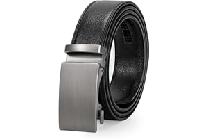 WERFORU Pasek męski, regulowany skórzany pasek zapadkowy 3,5 cm, męski pasek z automatyczną klamrą do garnituru dżinsów