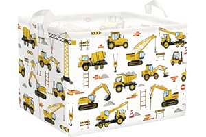 HUUMONSS Grand Corbeille a Linge Voitures de Dessins Animés Repliable Panier Rangement Jouets Vêtements pour Maison,Ingénierie,36L