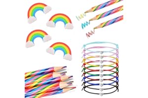 ‎FORHOME Forhome 30 Stück Regenbogen Schreibwaren Set,10 Regenbogen Radiergummis+10 Regenbogen Buntstifte+10 Herz Freundschaftsarmband,Buntstifte Kinder für Kinder Zeichnung,Schule Büro Haushaltswaren