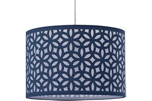 FIRSTCHOICELIGHTING Navy Blue Pendant Shade, Easy Fit Ceiling Lightshade, Modern Cut Out Design, Diameter 25cm