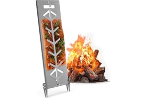 Delixike Flammlachsbrett | Extra breit 18cm Fisch Grillhalter Edelstahl | Grillzubehör für Feuerschale und Kugelgrill mit Wandstärke bis Weniger als 8mm | Flammlachshalter | Flammlachsbretter