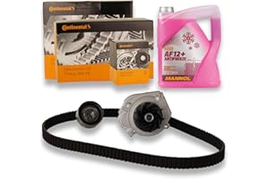 LOTT-AUTOTEILE Contitech Wasserpumpe + Zahnriemensatz + 5L Kühlerfrostschutz Rot