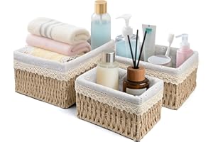 JUKIBOLE Lot de 3 paniers de rangement pour jouets de salle de bain - Panier tressé pour table à langer - Panier pour chambre d'enfant - Petit panier - En tissu recyclable