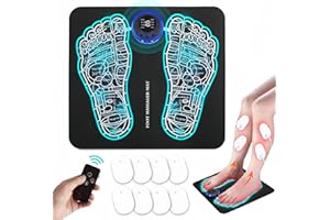 SAKMOT 2025 Upgraded EMS Foot Massager for Muscle Relaxation, Tens Machine for Pain Relief, Multi-Functional for Foot, Back & Leg Massager, LCD Display with 8 Modes 19 Intensities, Remote Control (Yellow)