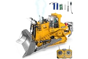LioMaxi Scala1:16 11Canali Bulldozer radiocomandato completamente funzionale 2.4 GHz Telecomandato cingolato con luce e effetti sonori e spray; Bambini 4 e 12 Anni Maschio Giocattoli Regalo Pasqua