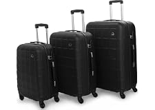 Senator Hard Shell Luggage Set Lightweight 3-Piece ABS Luggage Sets with Spinner Wheels 4 A207 (Set of 3, Black)