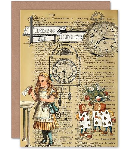 Lot De 20 Cartes D'invitation Alice Au Pays Des Merveilles - Format A6 (105x148 Mm) - Avec Enveloppes Blanches - Prêtes à écrire