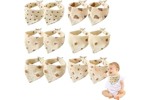 MEYAGOT Bavoirs Bebe Triangle,12 pièces Bavoirs Bébé Naissance,Bavoirs Triangulaires Pour bébé,Bebe Nouveau Né Bandana Coton Pour Nourrissons,Garçons,Filles,Unisexe,Boutons Réglables