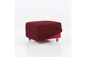 MAXIFUNDAS FUNDAS DE SOFA & CHAISE LONGUE MAXIFUNDAS - Funda de Puff XL RELIVE Burdeos. Válido para Puffs de 60 a 90 cm Cada Lado