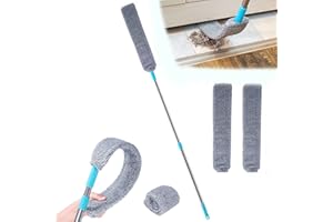 PELINUAR Retractable Gap Dust Cleaner,Under Fridge & Appliance Duster,Dust Brush for Wet and Dry, Retractable Gap Dust Cleaning Artifact for Home Bedroom Kitchen (With 2 Replaceable Cloth)