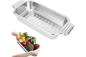 ARNTY Ociekacz do zlewu, sitko ze stali nierdzewnej chowany zlew, sitko kuchenne, ociekacz do warzyw idealny do mycia warzyw i owoców, spuszczania gotowanego makaronu - średni