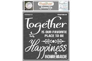 CrafTreat Quote Stencils for Painting on Wood, Canvas, Paper, Fabric, Floor, Wall and Tile - Happy Together - 6x6 Inches - Reusable DIY Art and Craft Stencils - Family Stencil for Wall