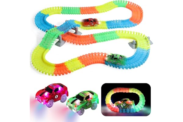 Circuit Voiture Enfant - Jouet Enfant 3 4 5 6 Ans 240 Pièces Lumineux Flexible Circuits Voitures Électrique Jouet Cadeau Enfants Garçons et Filles 3 4 5 6 Ans